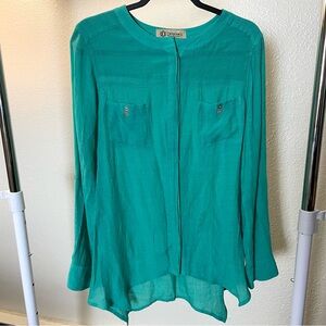 Democracy Green Blouse with Long Sleeves Button up